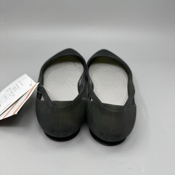Crocs Rio Ballet Flats Women's Black/Gray Sz 9 Cutout Translucent Pointed Toe - Picture 6 of 7